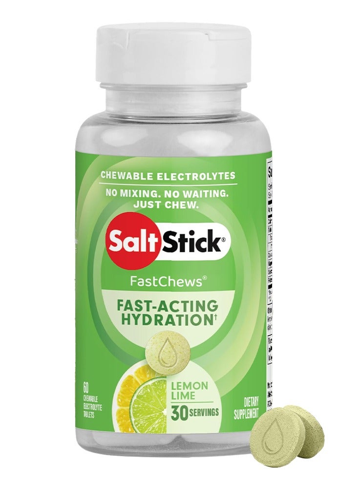 Electrolytes Fastchews Lemon Lime Flavour 60 Chewable Tablets Stamina Booster